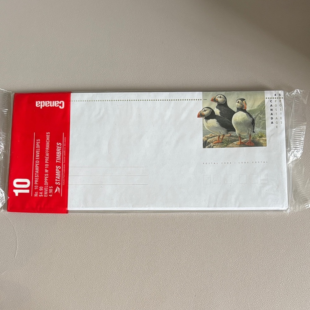 Canada Puffin Stamps Envelopes (10 units)